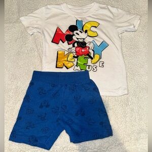 Disney Mickey Mouse Kids matching Set - White t shirt and Blue shorts